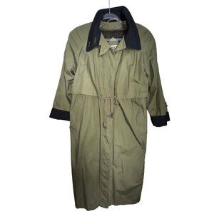 Vintage Forenza Long Green Trench Coat Size 8 Eighties Preppy Classic College